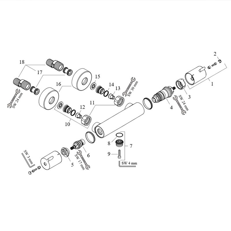 Hansgrohe, Ecostat 1001 CL, baterie dus termostata, crom